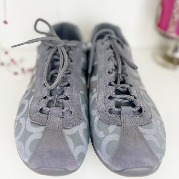 Coach NWB Kathleen Monogram Signature Logo Sneakers in Graphite Gray Size 8 M - Picture 5 of 16